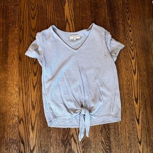 Madewell light blue tie front shirt